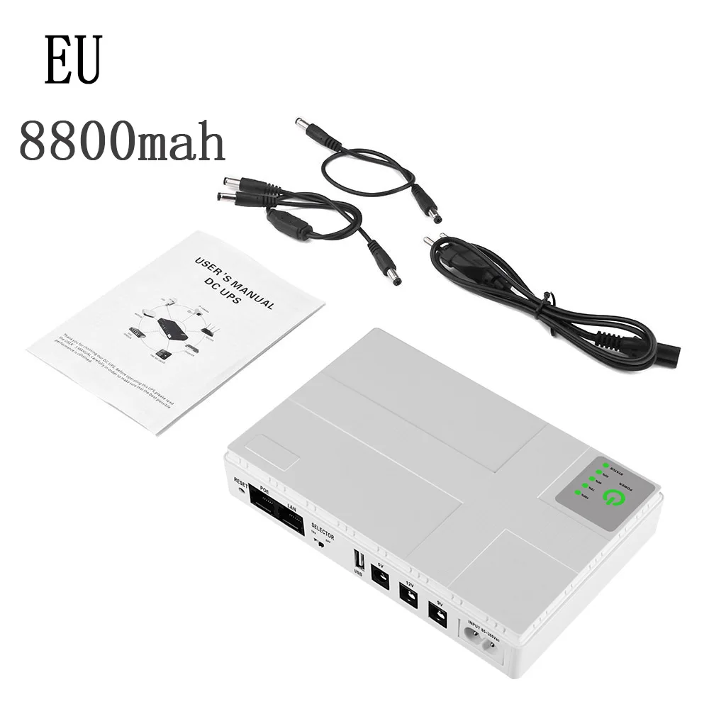 Imagem -02 - Fonte de Alimentação Ininterrupta para Roteador Wifi Mini Rota Portátil Ups Grande Capacidade Adaptador de Energia em Espera Plug ue 5v24v 8800mah