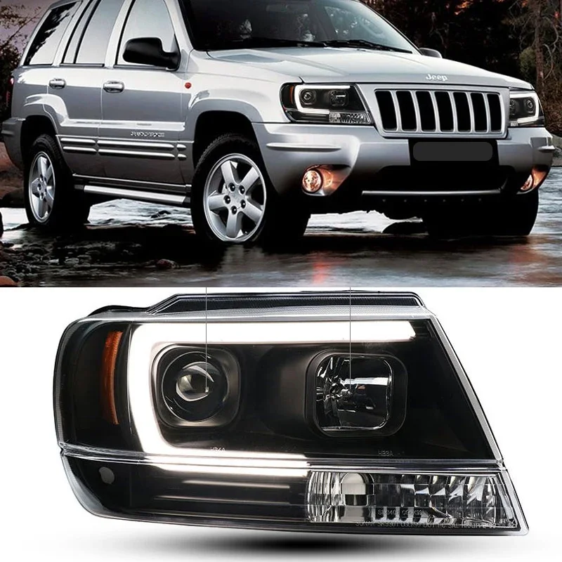 

Led Headlights with taillights For Jeep Grand Cherokee 1999-2004 Day Running Light Head Lamp LED Bi Xenon Bulb Fog Light Tuning