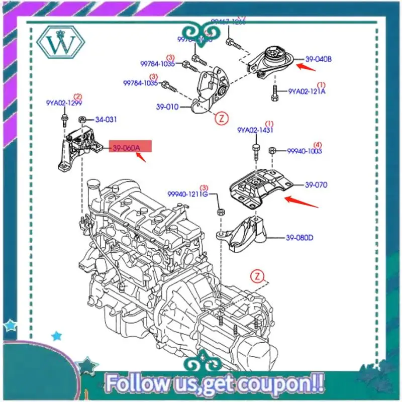 AA92-3PCS Kit Dudukan Mesin BP4K-39-040 BP4K-39-060 BP4N-39-070 untuk Mazda 3 (1.6) 2006-2003 Bagian Brac Karet Pemasangan Transmisi