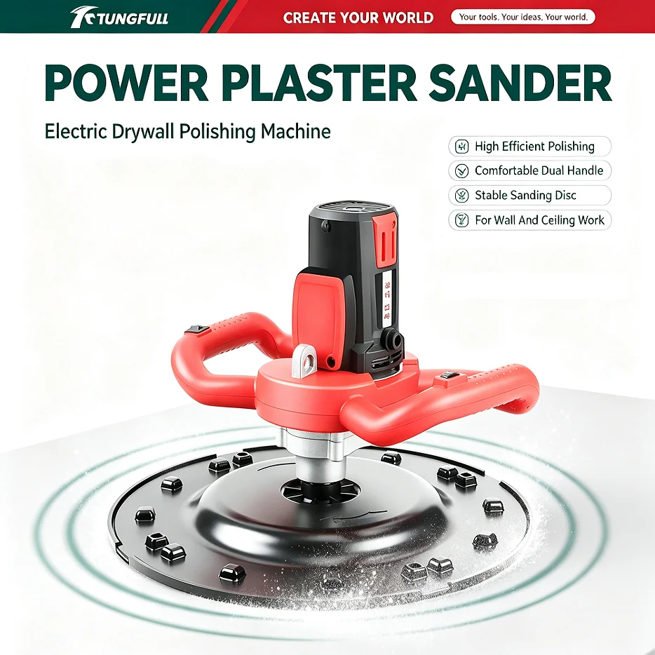 Tungfull 220V Electric Concrete Mixer Wall Smoothing Polishing Machine Cement Mortar Trowel Leveling Tool 2880W/4880W