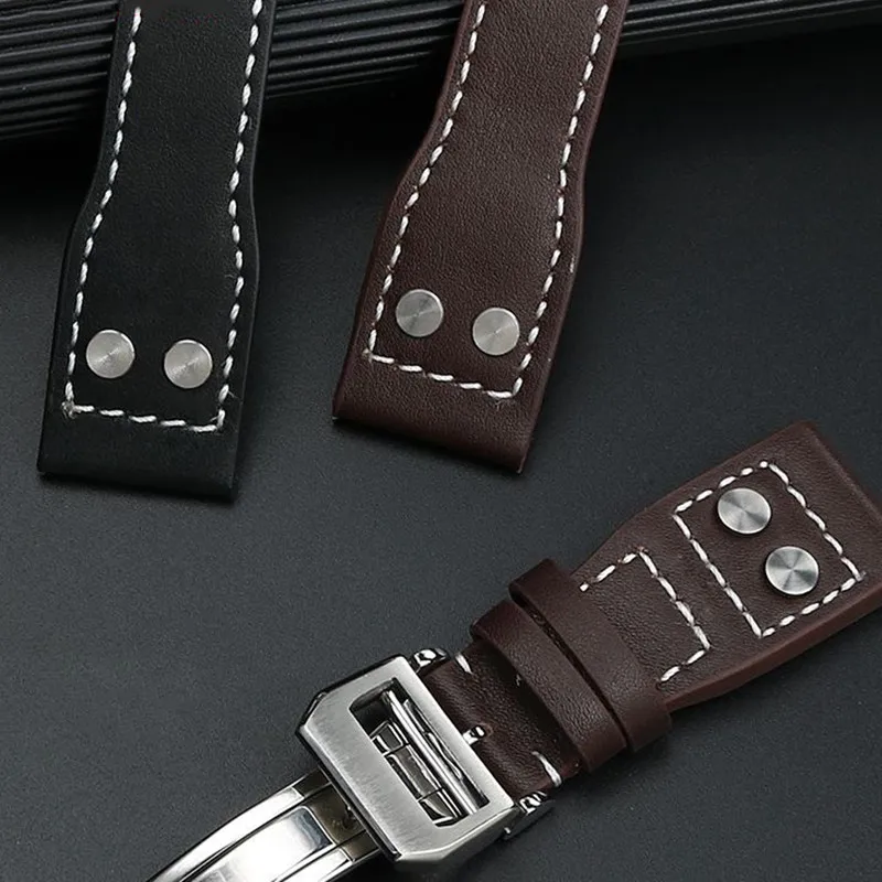 20/21/22mm Genuine leather watch strap for IWC PILOT\'S WATCHES IW328203 Folding buckle bracelet for IWC PORTUGIESER IW371446
