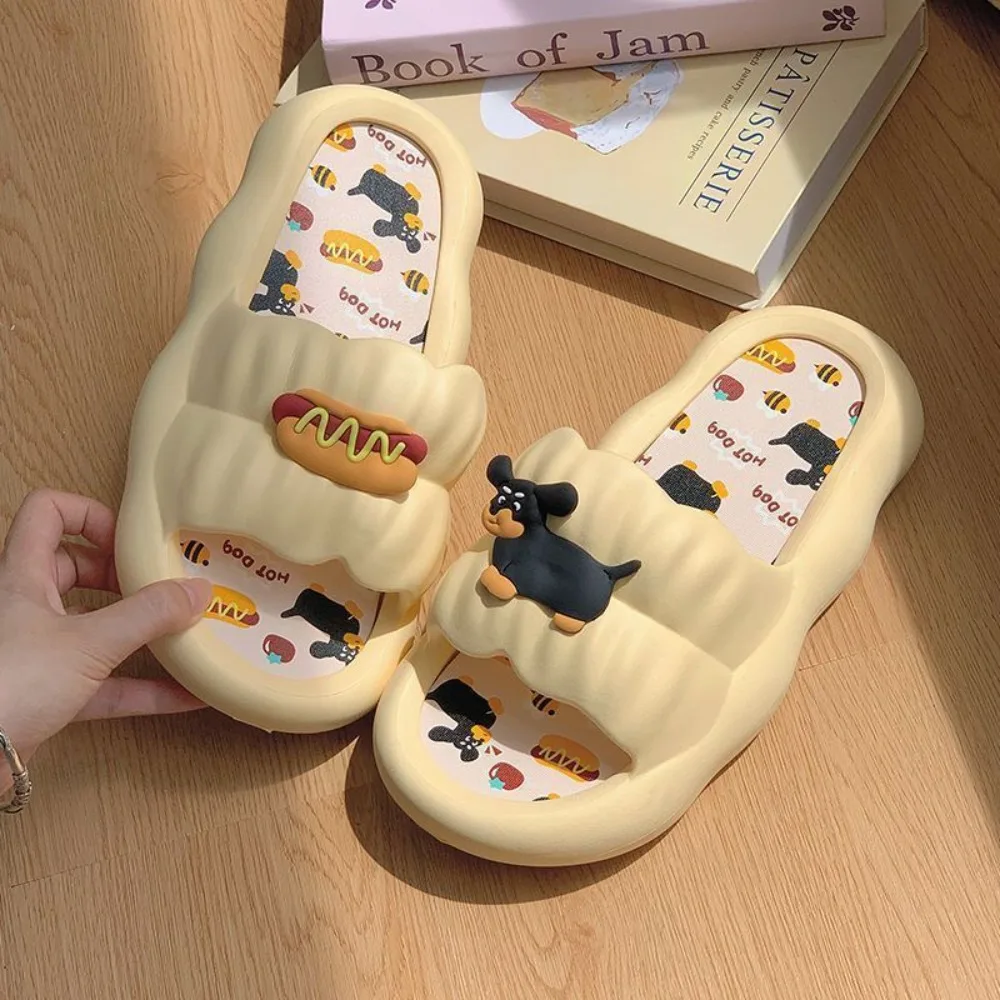 

Cute Cartoon Hot Dog Slippers Soft Material Lightweight Women's Slippers Anti-Slide Sole PVC Home Slippers Bathroom