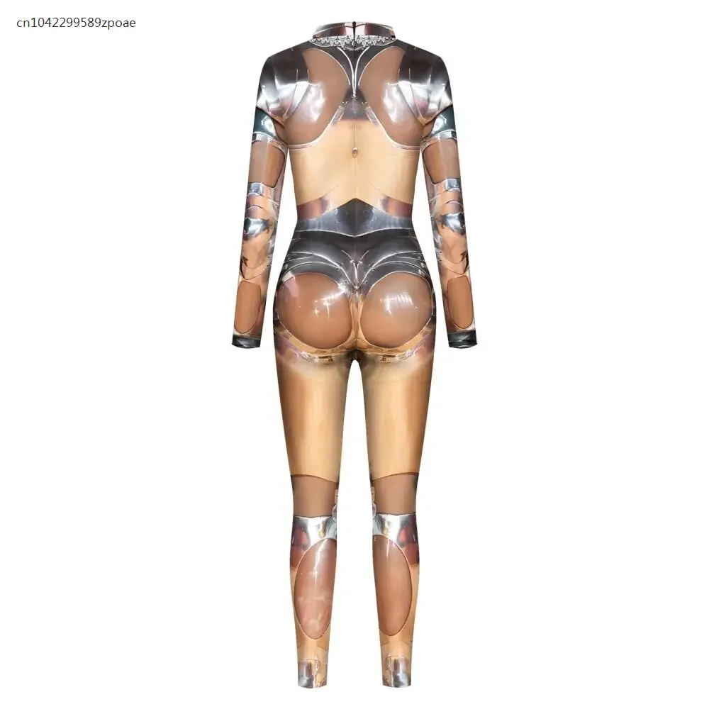 Mechanical Robot Jumpsuit for Women Steampunk Future Technology Bodysuits Cosplay Costume Zentai Suit 2024