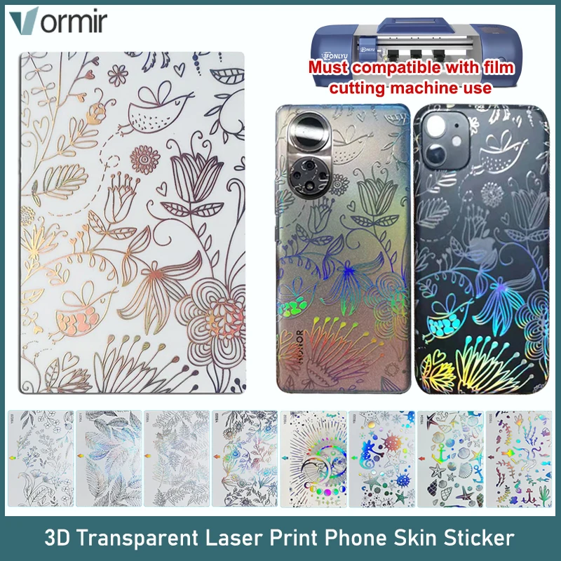 Vormir 50 sztuk przezroczyste wytłoczone laserowo skórki do smartfonów tylna pokrywa szklana folia ochronna naklejki na maszynę do cięcia hydrożelowego