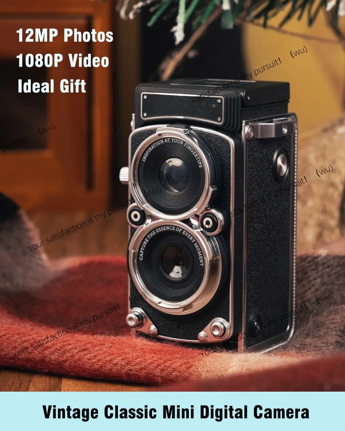

Retro mini digital camera with autofocus, 12 million pixels, 1080P full HD video, ideal gift for Christmas or birthday