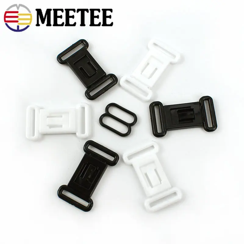 Meetee 50/100Sets 12.5mm Adjustable Hooks Buckles For Bra Plastic Decoration Bow Tie Clasps DIY Underwear Women\'s Accessories