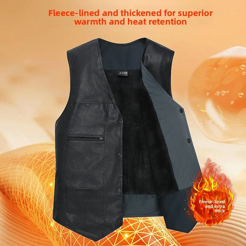 

Middle-aged and Elderly Warm Jackets Mens Fleece and Thickened Dad Jackets New Winter Men Leather Jackets Casual Leather Jackets