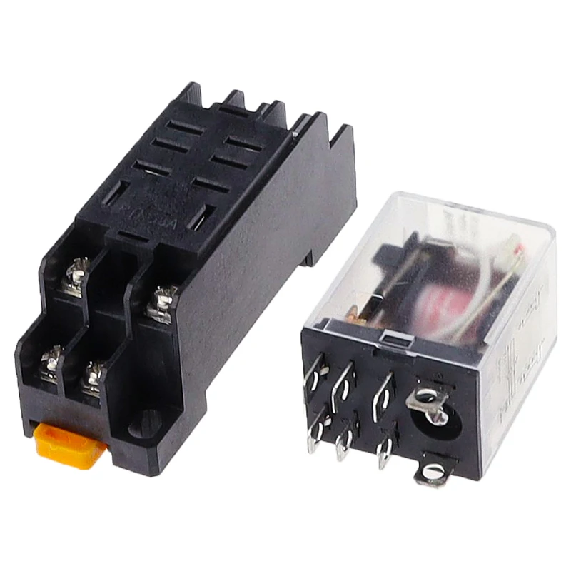 1Set High-quality 12V 24V DC 110V 220V AC Coil Power Relay LY2NJ DPDT 8 Pin HH62P JQX-13F With Socket Base