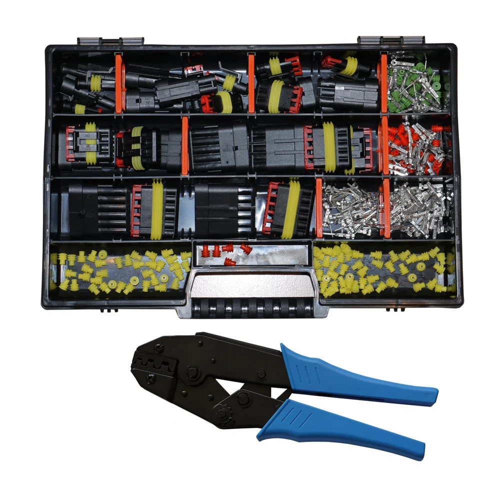

214pcs Waterproof Electrical Connector Kit 1 to 6 Pin Automotive Plugs with Crimping Tool for Car Truck Motorcycle Wiring Repair