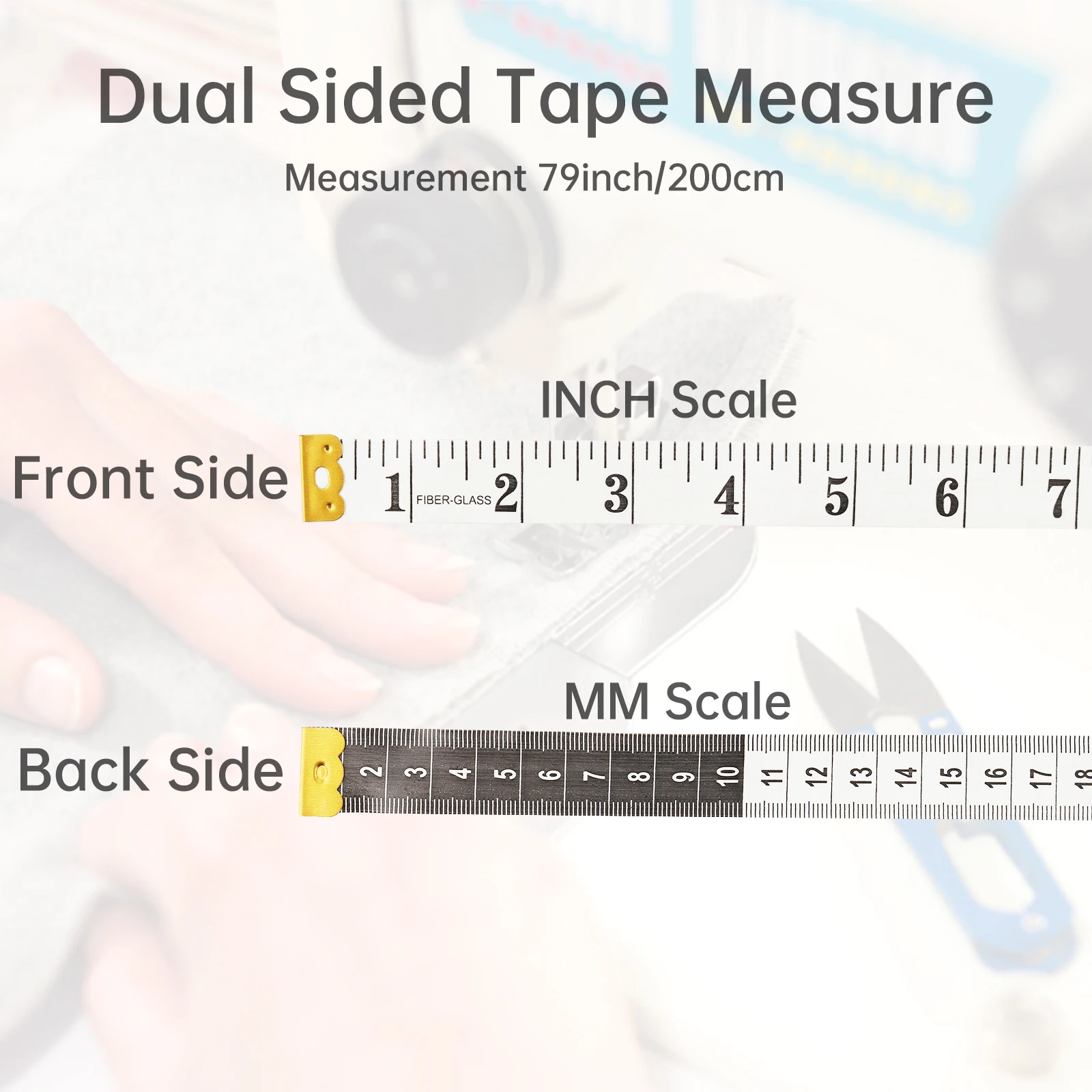 2m White Waist Circumference Soft Tape Measure, Clothing Tailor Measuring Ruler