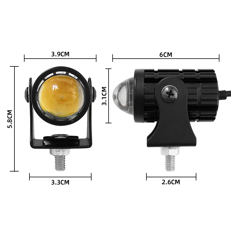 12V Motorcycle Mini Driving Light Dual Colo for Headlight Auxiliary Spotlight Lamp R ATV Scooter Moto Fog Light Accessories