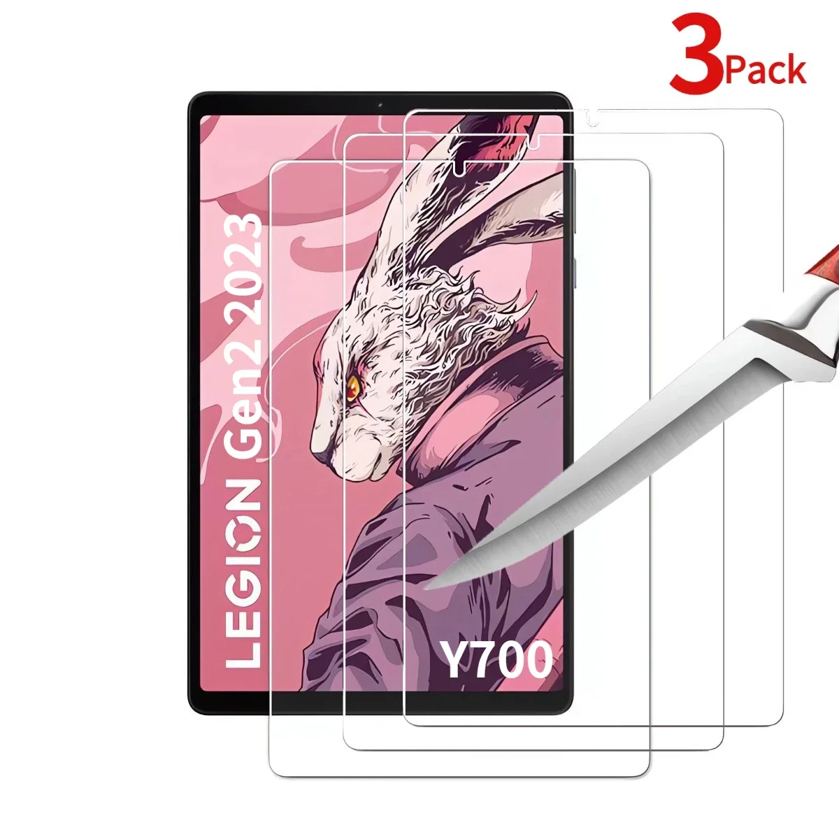 

3 Pack Glass Screen Protector for 2023 Lenovo Legion Y700 Gen 2 8.8 Inch TB-320FC Tempered Glass Film HD Clear Scratch Resistant