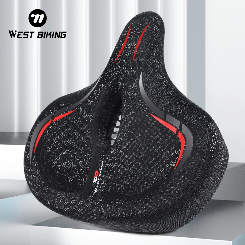 WEST BIKING Oversized MTB Bike Seat Wide Bicycle Sofa-Like Comfy Saddle Universal Electric Bike Exercise Stationary Bike Seat