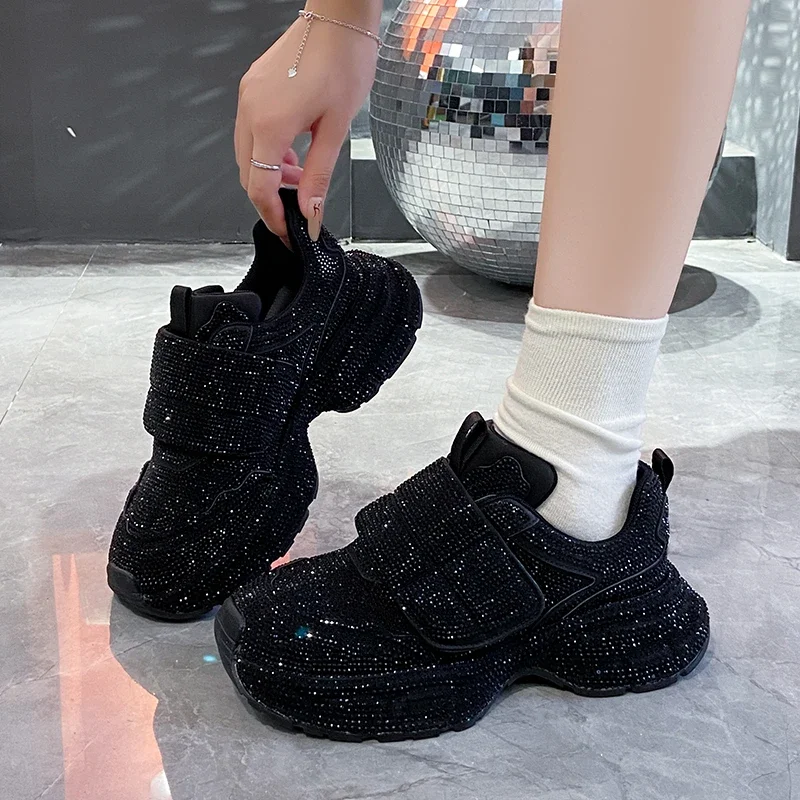 Women's Luxury Thick soled Sneakers High quality Water Diamond Casual Shoes Outdoor Tennis Shoes Designer Anti slip Sports Shoes