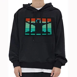Hooded Sweatshirt Led Hoodies Sweatshirt Sound Active EL Panel Hoodies Sweatshirt Flashing Equalizer Clothes Long Sleeve Men