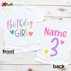 Girl Birthday T Shirt Party Outfits for Kids Custom Name Shirts Baby Girl Clothing Heart T-shirt Kids Clothes 8th Birthday Girls