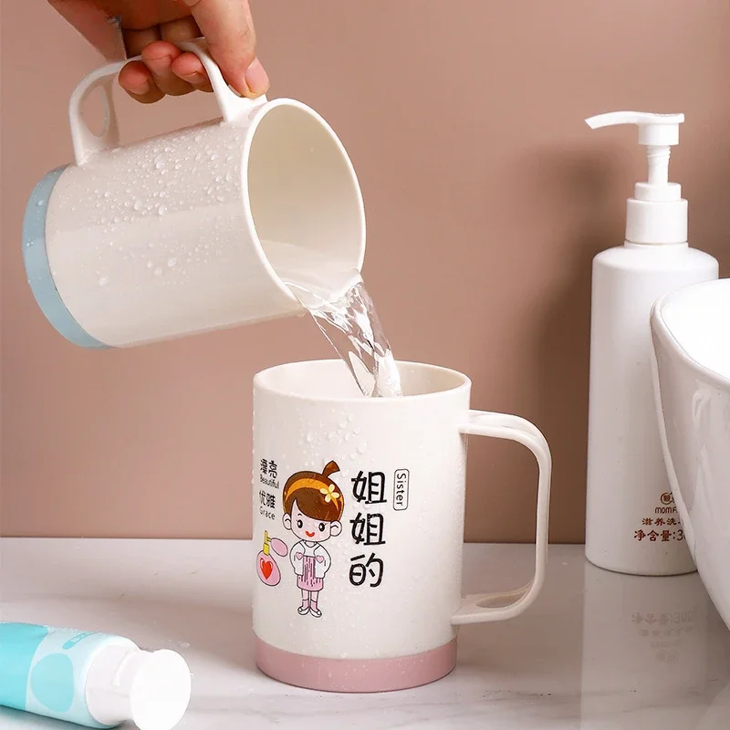 1Pc Multifunction Creative Cartoon Plastic Mouthwash Cup, Family Parent-childmug,Bathroom Accessories Water Mug Tumblers