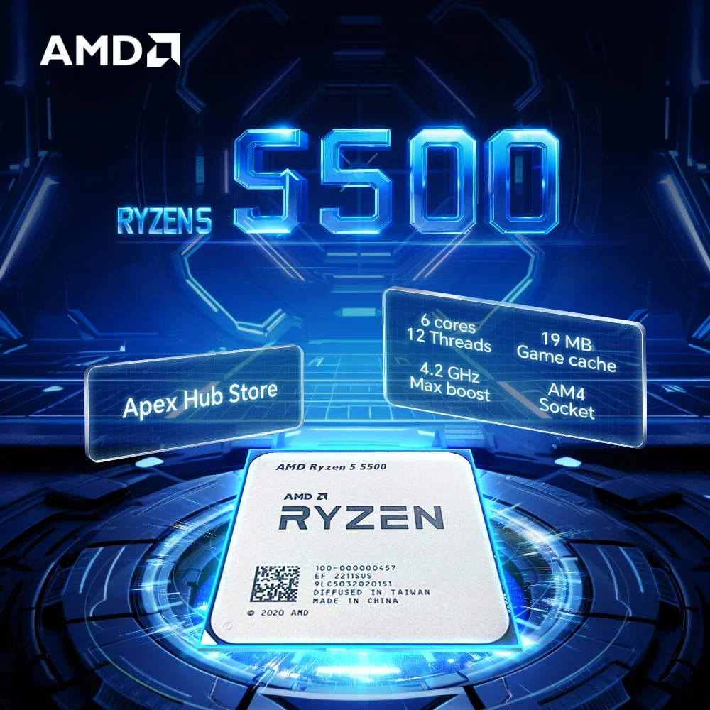 معالج الألعاب الجديد AMD Ryzen 5 5500 6-Core 12-Thread AM4 ينطبق على B550 3.6 جيجا هرتز 65 وات 7NM L3=16M R5 5500 DDR4 بدون مروحة #1