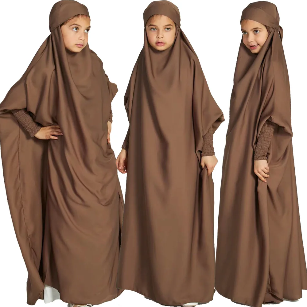 

Muslim Kids Girls Hooded Abaya Eid Ramadan Islam Children Hijab Dress Arabic Robe Prayer Garment Kaftan Burqa Djellaba Jalabiya