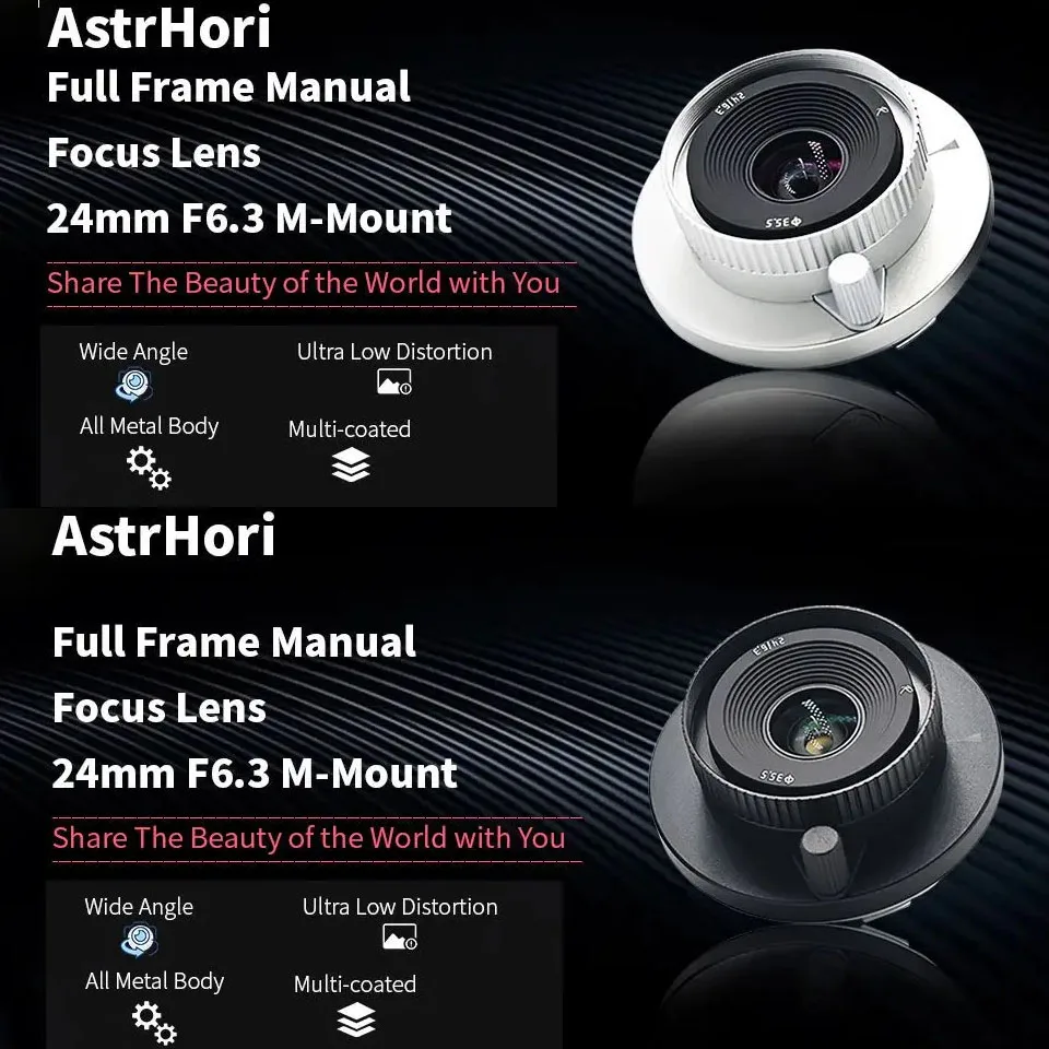 AstrHori 24mm F6.3 Full Frame Wide Angle Manual Focus Lens Fixed Focus Camera Lens compatible with Leica M