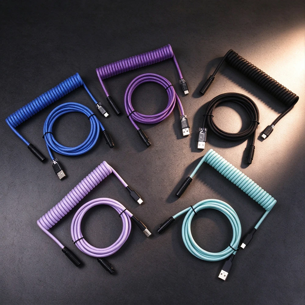 Type C Detachable Cable Coiled Keyboard - Tip -C - USB Spiral Kablo