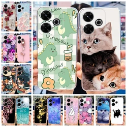 For Coque Xiaomi Redmi 13 Case 2024 Cute Cartoon Transparent Silicone Soft TPU Phone Cover For Xiaomi Redmi 13 4G Redmi13 Bumper