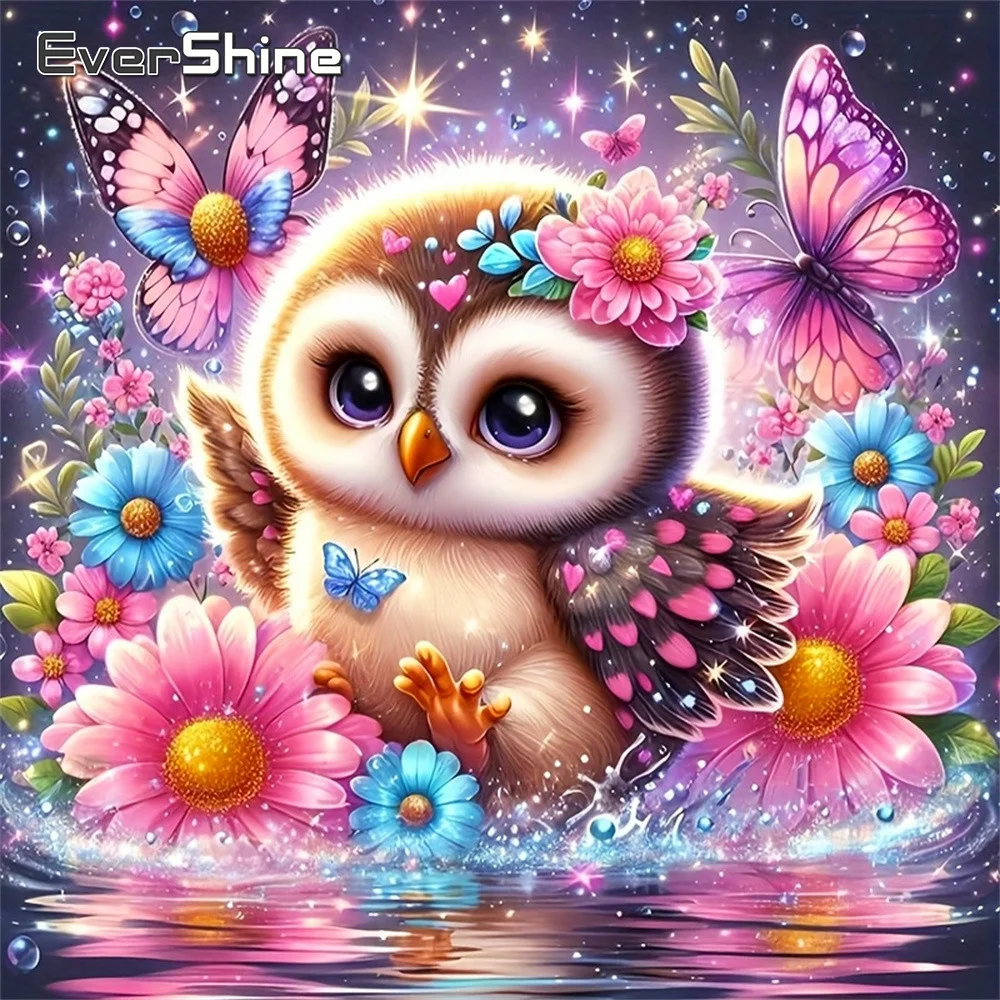 Evershine Tier-Diamantgemälde, Vogelbild aus Strass, Stickerei, Schmetterling, vollständiges quadratisches Mosaik, Gänseblümchen-Wandkunst