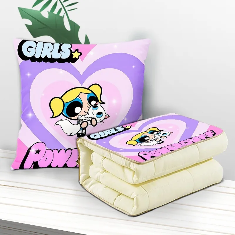 The Powerpuff Girls cute anime pillow quilt two-in-one office comfortable and soft creative lunch break quilt holiday gift