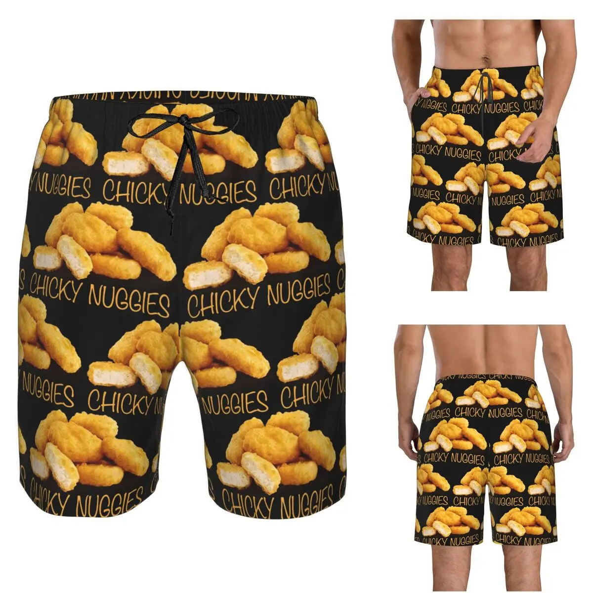 Tasty Chicken Nuggets Trunks Beach Board Shorts Casual Quick Dry Swim Summer Men Pants