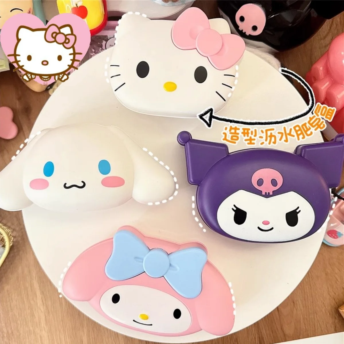 

kawaii hello kitty cute style cinnamoroll kuromi sanrio drain soap dish household soap dish holder bag with lid anime cartoon