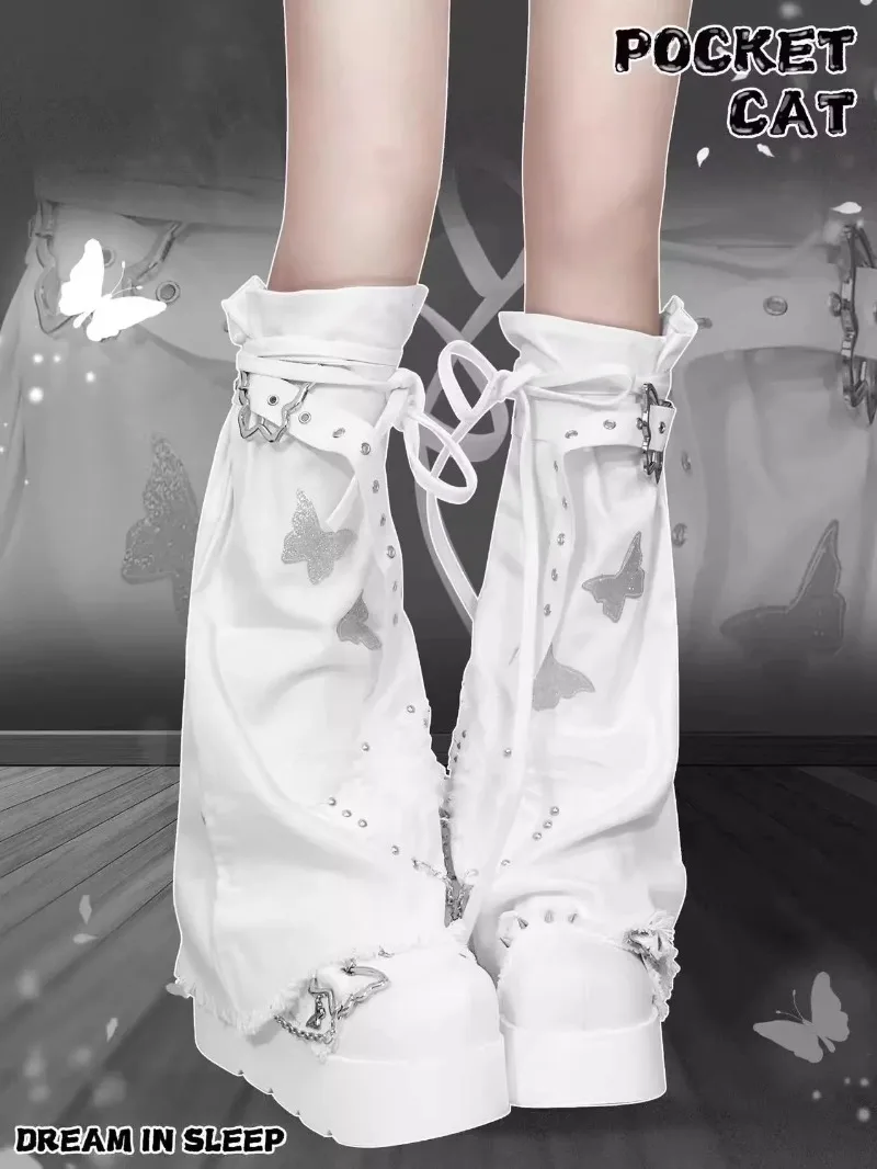 ถุงเท้าผ้าแคนวาสสไตล์ญี่ปุ่น Y2K ซับคัลเจอร์ โลลิต้า สำหรับสาวหวานเท่  แบบ JK ยูนิฟอร์ม  ใส่ได้หลายโอกาส