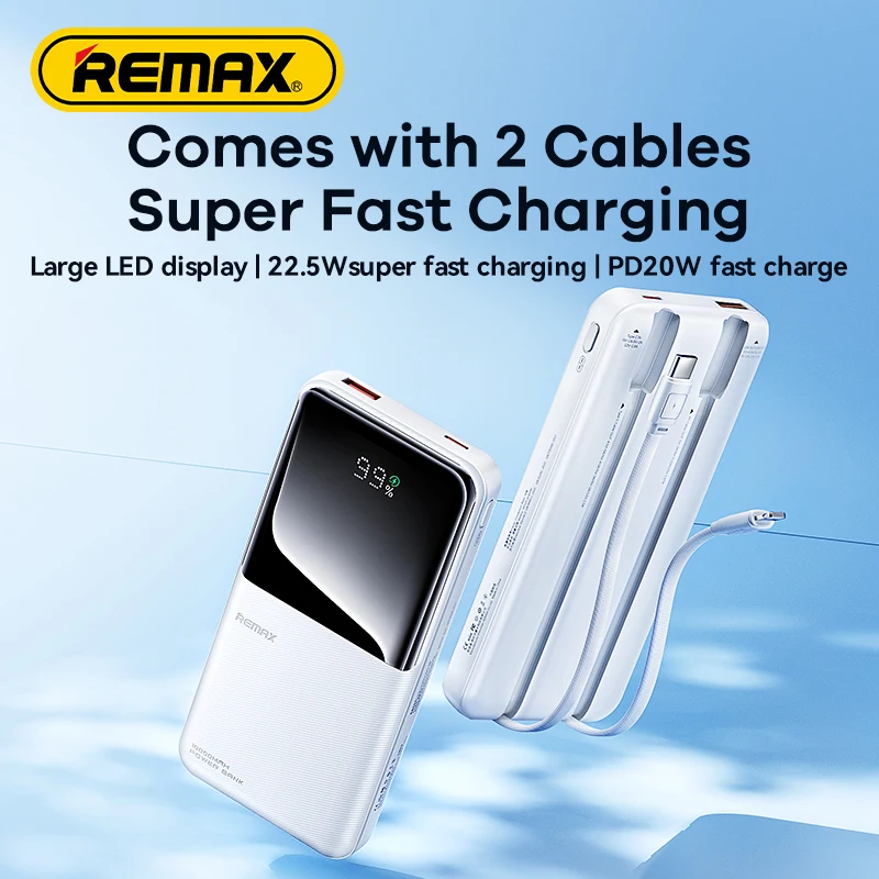 REMAX 20000 mAh Power Bank Szybkie ładowanie Ładowarka do iPhone 15 Pro MAX 14 13 12 11 Samsung Xiaomi Huawei Przenośny Powerbank 22,5 W