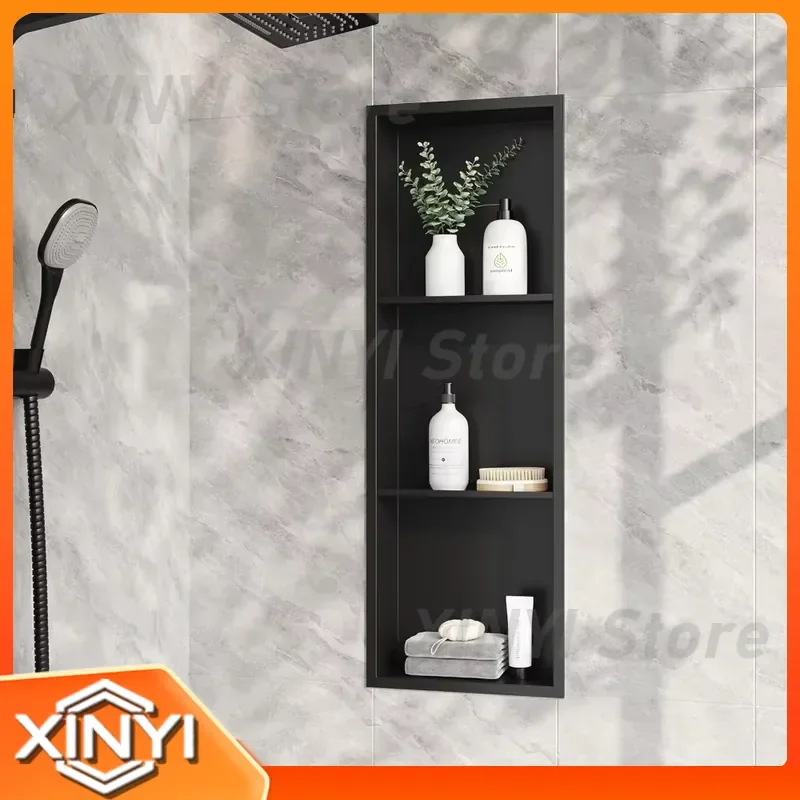 for Matte Black Stainless 3-Tier Recessed Shower Niche 12x36 Inches Tile Ready No Tile Needed for Shower Wall Bathroom