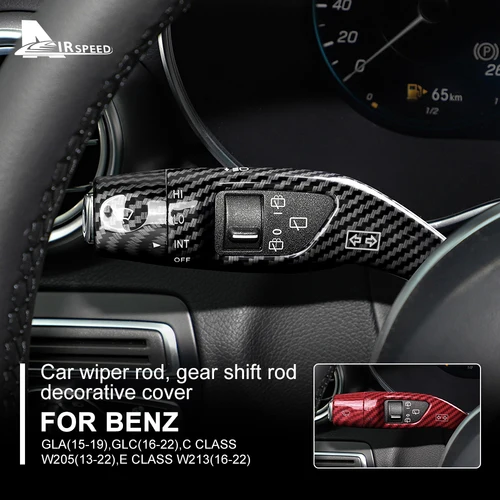 Imagen 2 del producto Para Mercedes Benz A B C E S GLC CLA GLA GLE GLS CLS GLK ML clase W205 W213 W212 cubierta de varilla de cambio de marchas de limpiaparabrisas de coche de carbono W176 W204