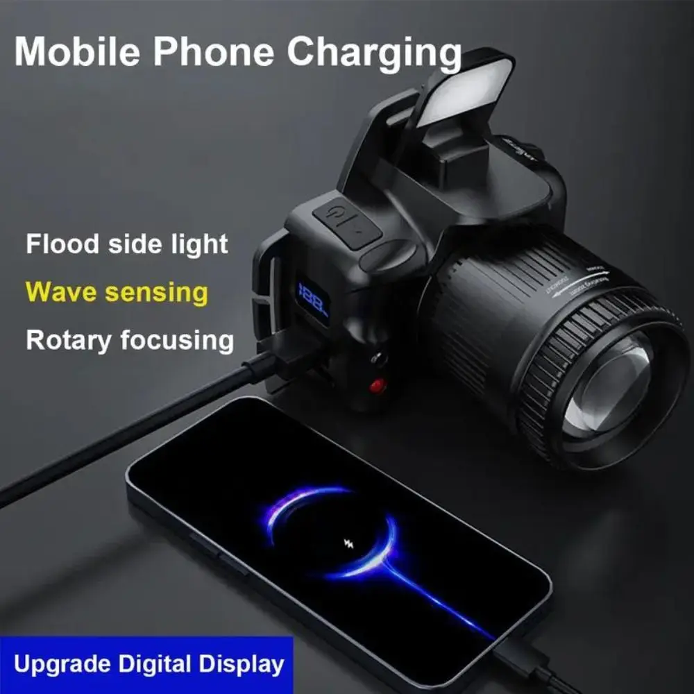 Telescopic Zoom Super Bright Headlight Black Waterproof Strong Light Led Headlamp Multifunctional Hands-Free LED Sensor Headlamp
