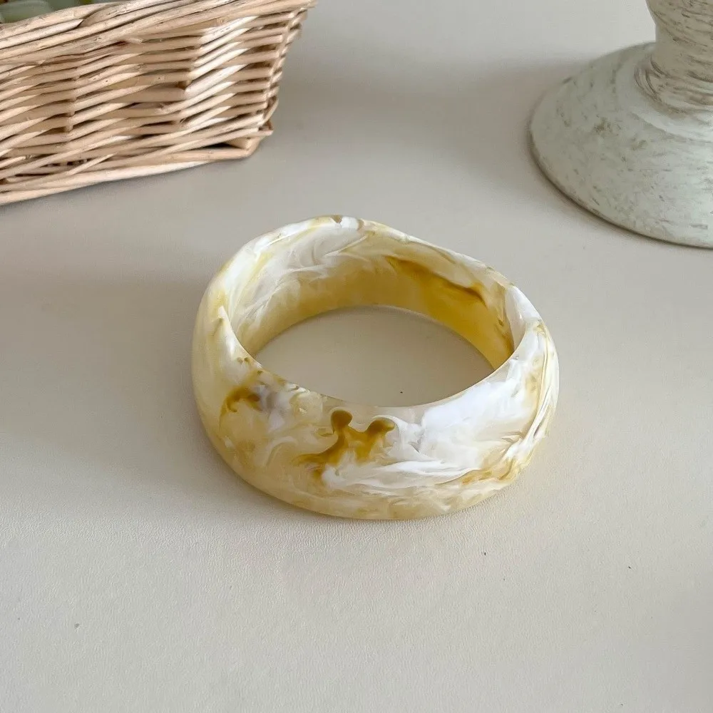 New Smudged Irregular Resin Bracelet Marbling Thickened Wide Chunky Bangle Exaggerated Geometric Cuff Bracelet Gifts