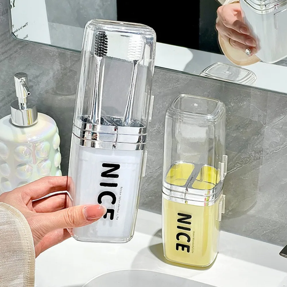 

Toothbrush Holder 4 in 1 Travel Mouthwash Cup Plastic Multifunctional Wash Cup Portable Removable Mouthwash Container Camping