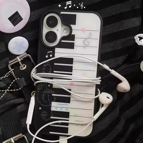 Korean ins Art Piano Key Notes Creative Cute Luxury Matte Phone Case For Samsung S25 S24 S23 S22 S21 S20 Plus Ultra Edge 4G 5G