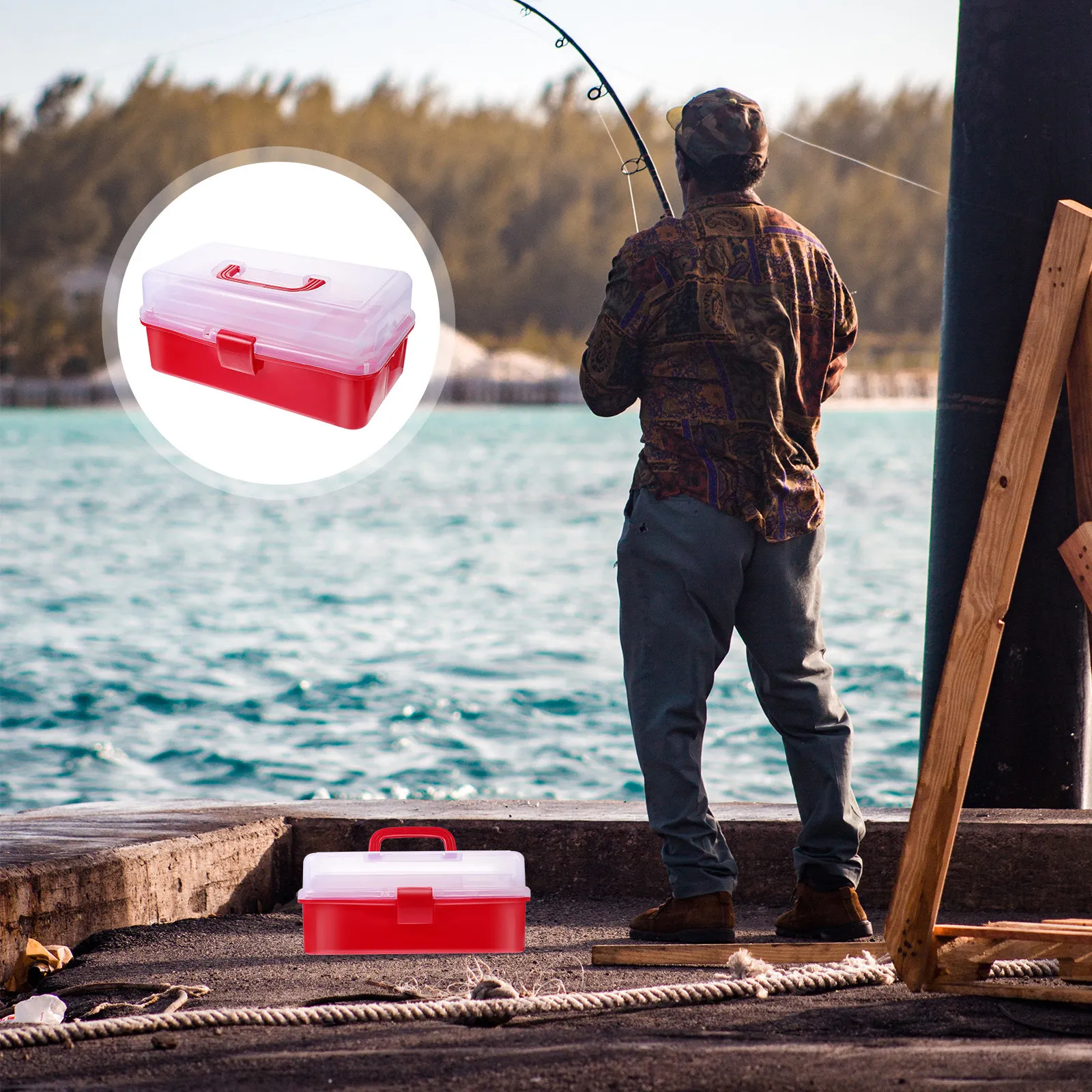 

1 шт. портативный прочный пластиковый органайзер для рыболовных снастей, вместительный универсальный контейнер для хранения крючков, приманок и снастей