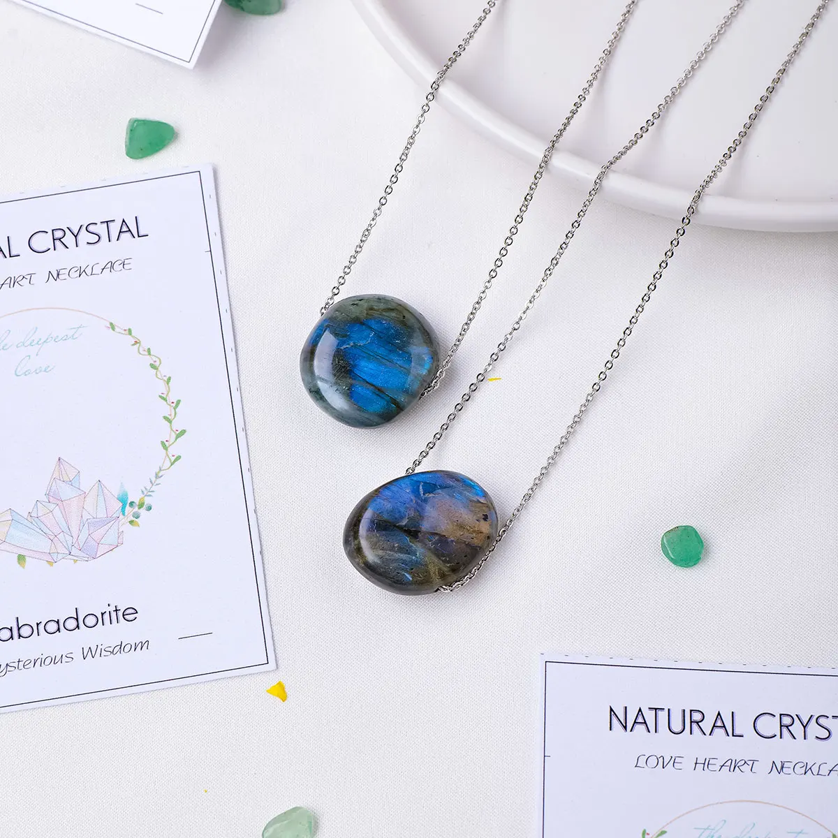 1 pz bella pietra di cristallo naturale che scorre luce blu Labradorite allungata collezione di ciondoli a forma di pietra gemma