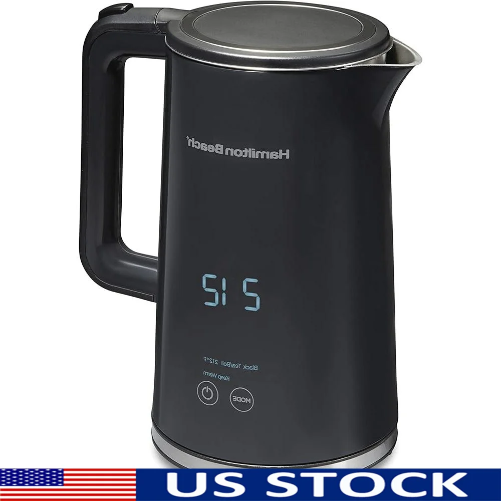 

Digital Temperature Control Electric Kettle Fast Boil 5 Preset Modes Keep Warm 1500W Stainless Steel Tea Boiler Heater