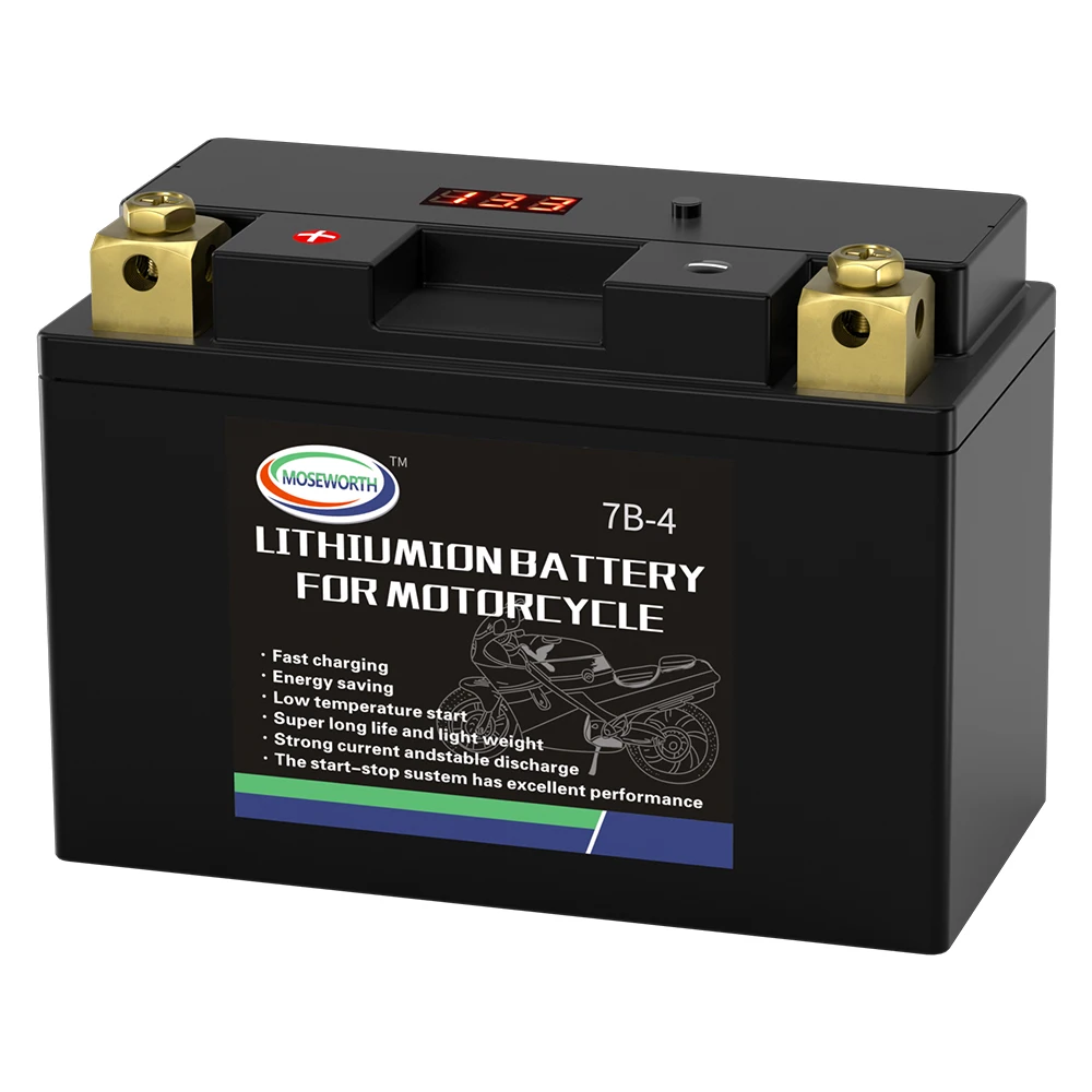 7B-4 LiFePO4 Lithium Motorcycle Battery 12V 4Ah 260CCA High Performance Deep Cycle Rechargeable Battery Compatibility YTX7B-4