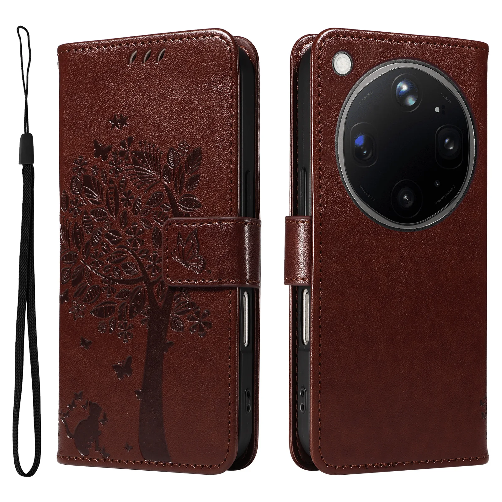 AliExpress – Leather Wallet Flip Case for OPPO Find X8 X9 Pro Ultra Phone Case Cover | Cat Tree Embossed Design Protective Kickstand
