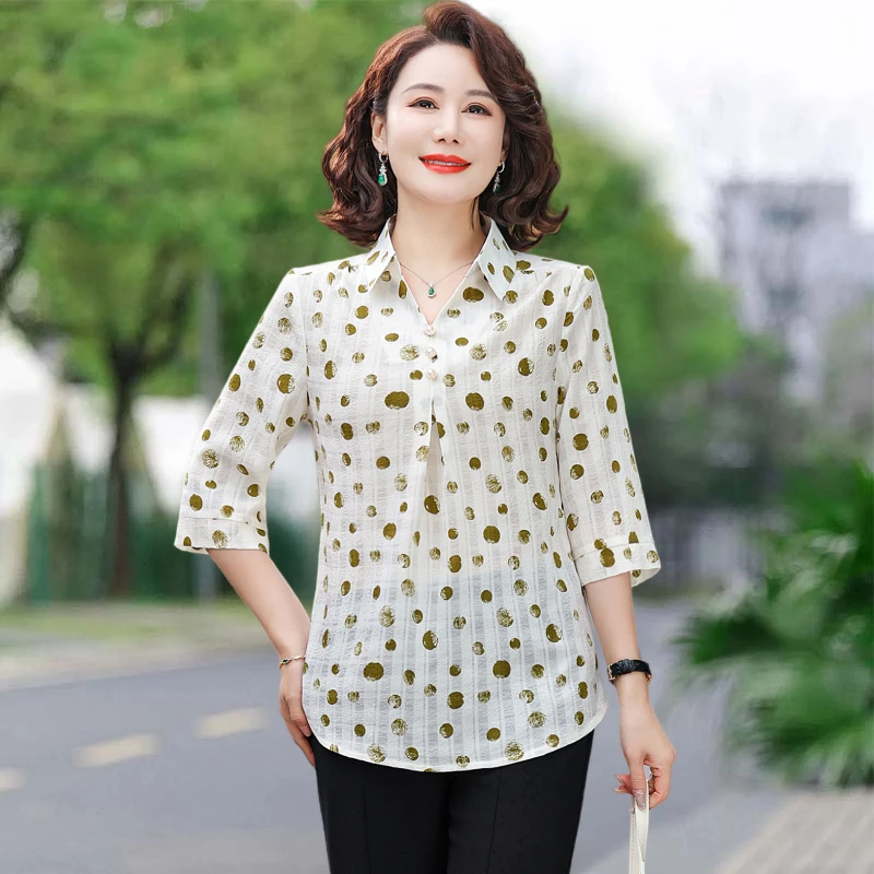 NUOVA camicia casual da lavoro da donna da ufficio alla moda coreana elegante primavera autunno manica lunga con stampa a pois camicetta da donna Blusas vestire