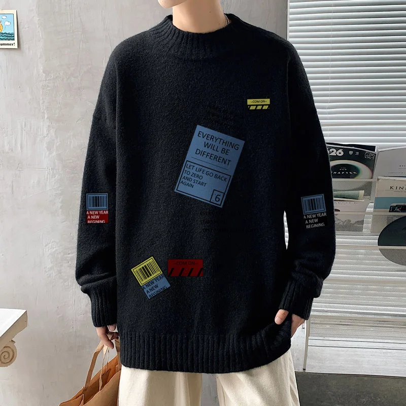 2022 Autumn and Winter New Men's Tide Brand Half Turtleneck Sweater All-match Trend Knitted Sweater