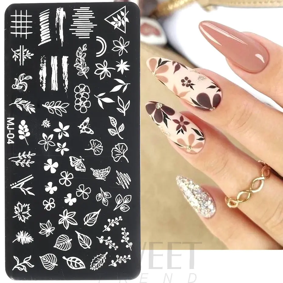 Halloween Nail Art Stamping Plate Drawing Heart Leaf Snake Skull Y2K French Tips Template 3D Image Stencil Mold Printing Tools