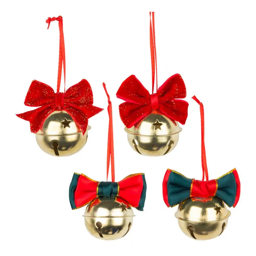 Sapatos de textura de metal decorações festivas de sino decorações festivas de sino de natal com laço de veludo estrela oca para criar