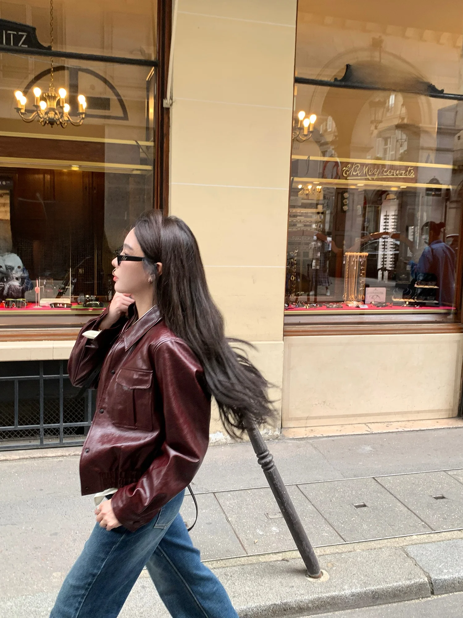 Schweele ベルリンストリート エコオイルワックスレザー ヴィンテージ H ダブルポケットジャケット ハイエンド感覚コート アウター レディースファッション