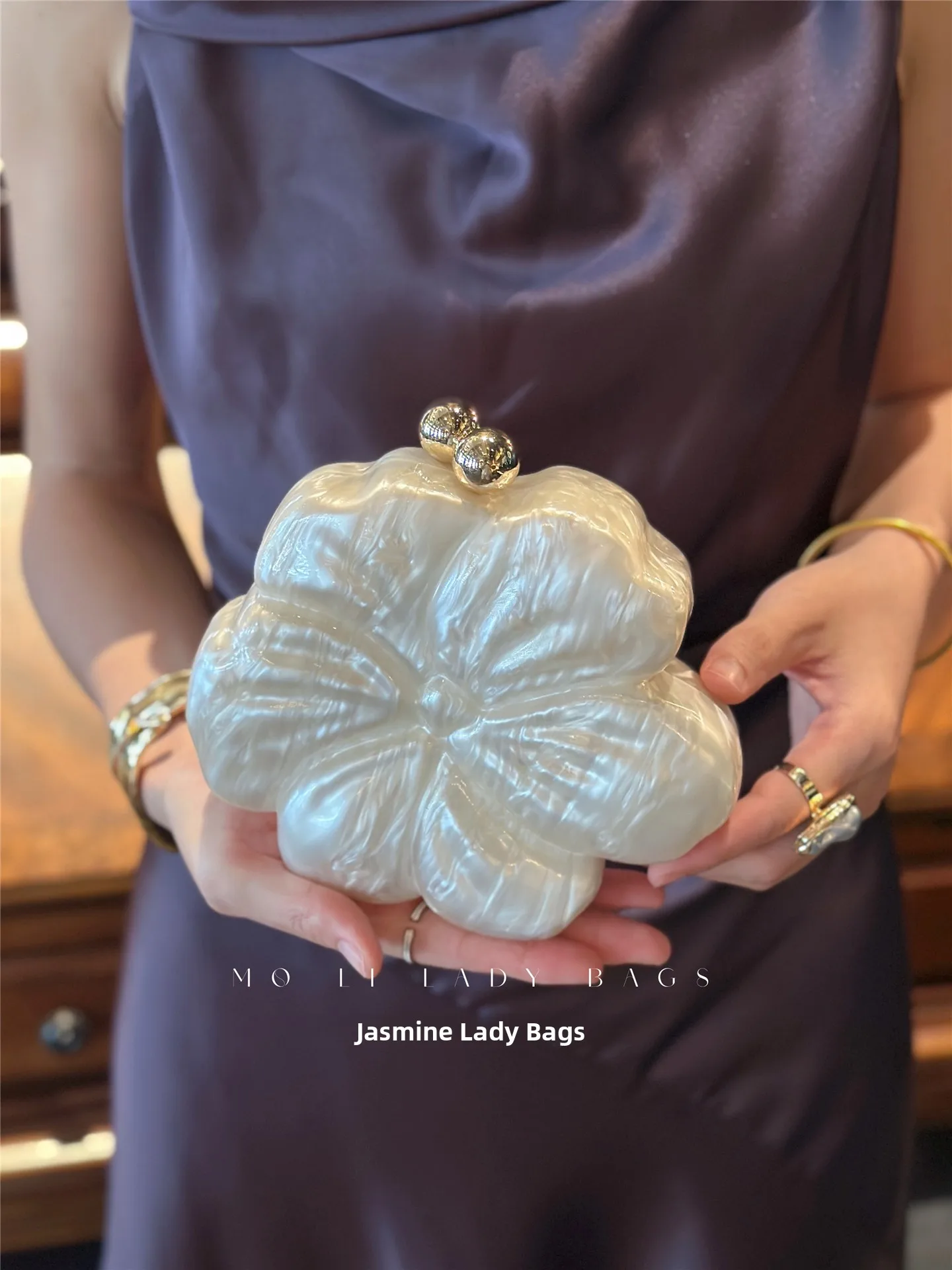 Elegant Acrylic Box Clutch Bag Women's Crossbody Bag Heavy Embellishment Dinner Party Lightweight Luxury Handbag