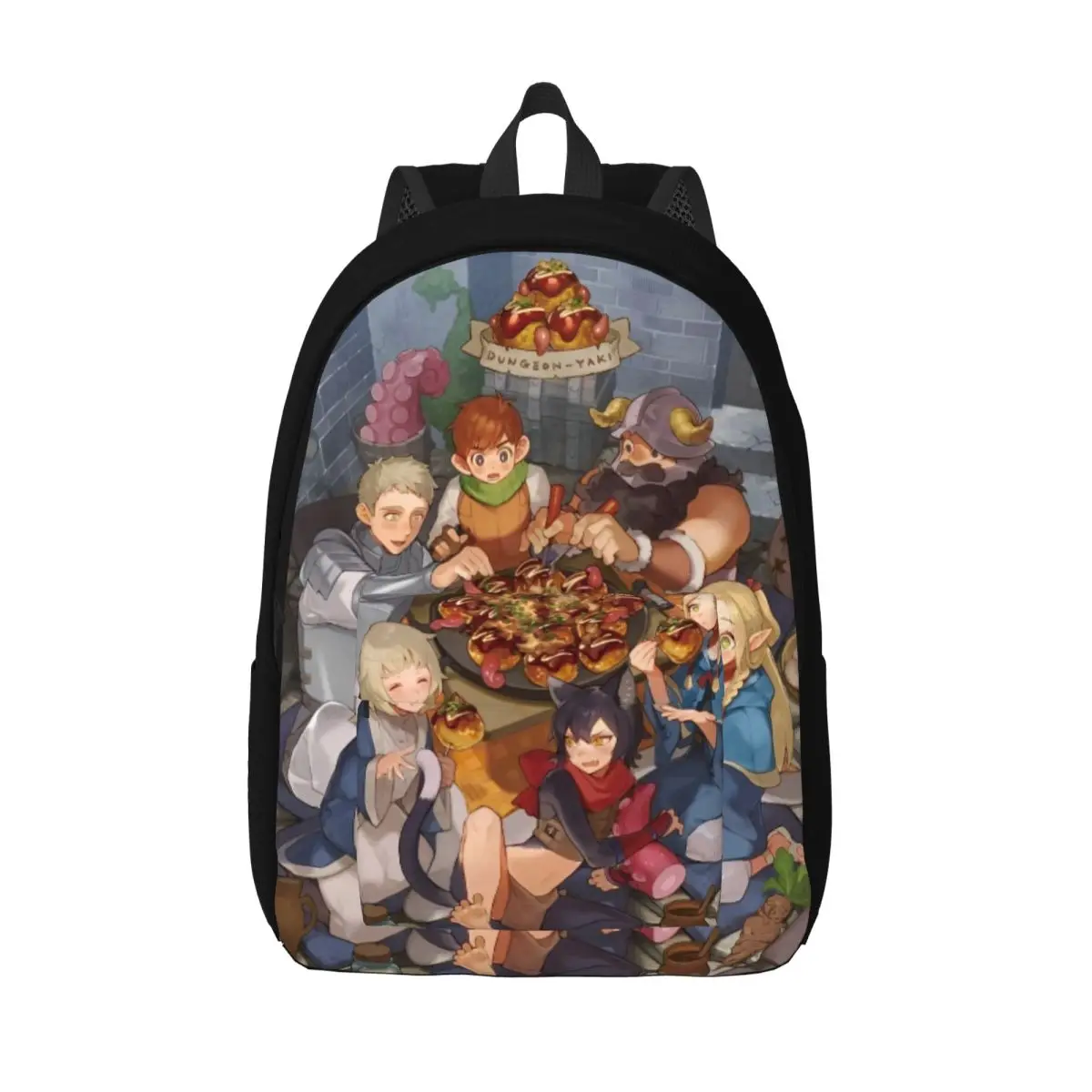 Delicious In Dungeon Meshi Anime Cartoon Fashion Backpack Durable Student Hiking Travel Daypack for Men Women Laptop Canvas Bags